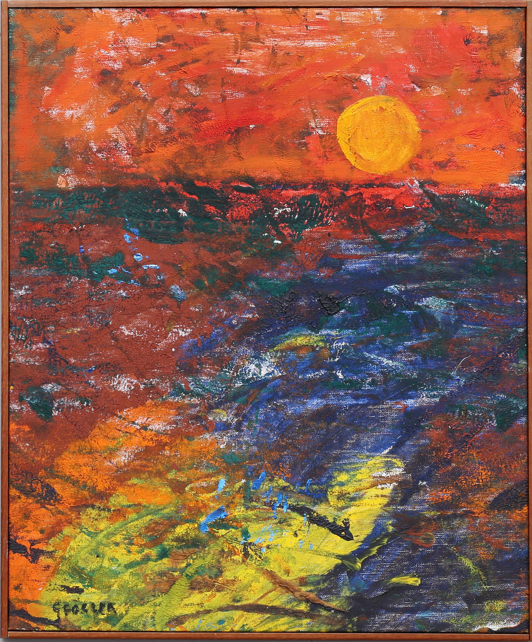OIDENTIFIERAD KONSTNÄR. Sunset. Oil on canvas, signed G Foller.