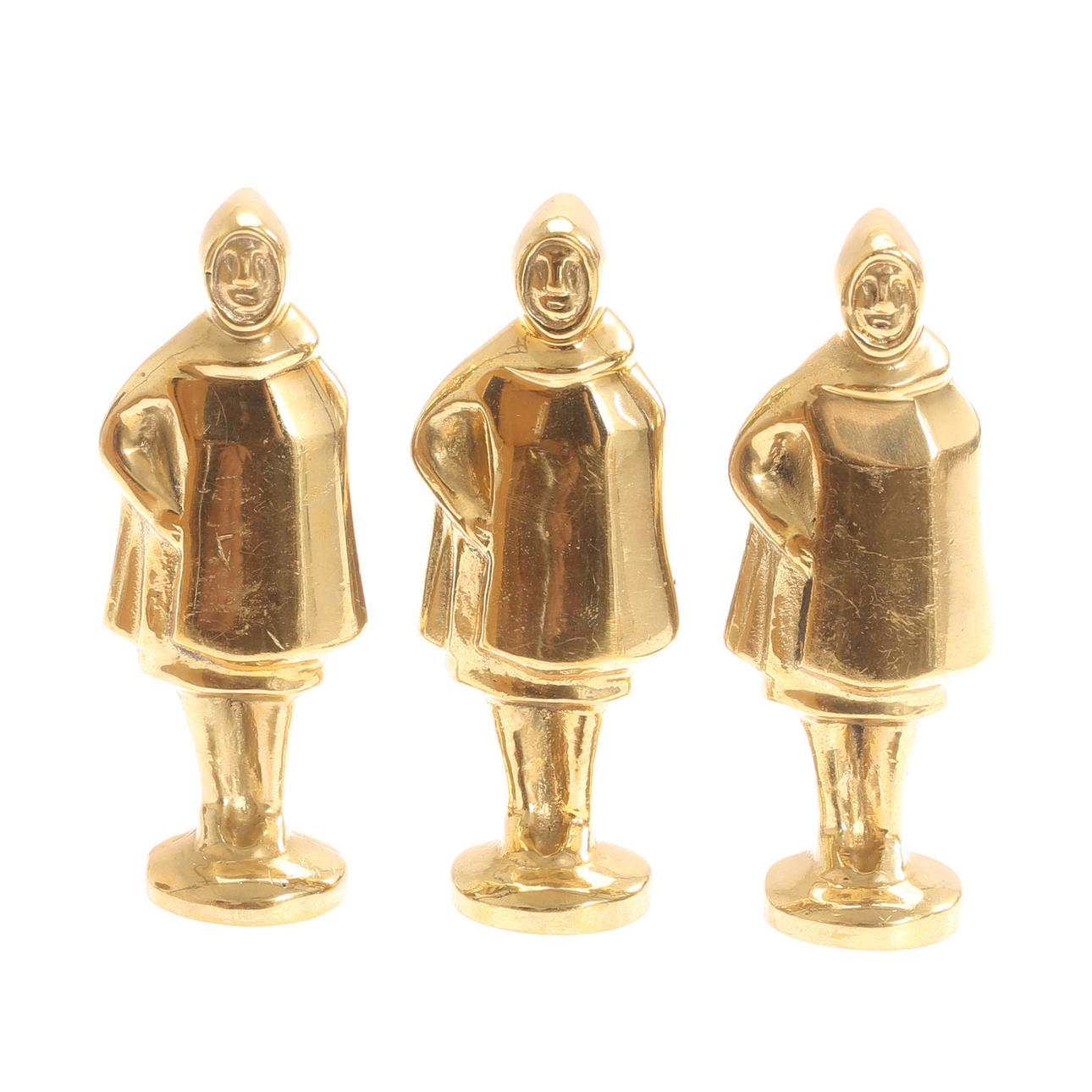 SCULPTURES, 3 pieces, brass, Bockstensmann.