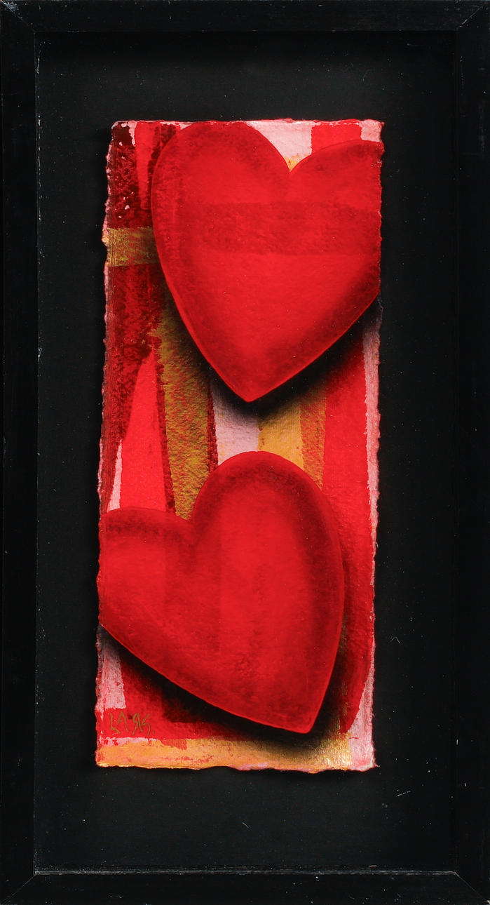 LARS TUNEBO. Hearts, blank technology on paper, signed.