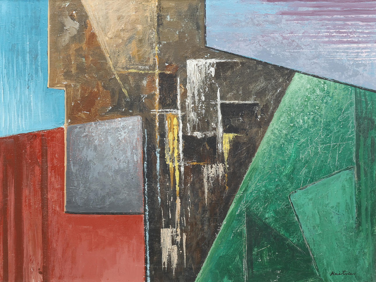 KAI TRIER (1902-1990). Abstract composition 1960s, oil on canvas, signed.
