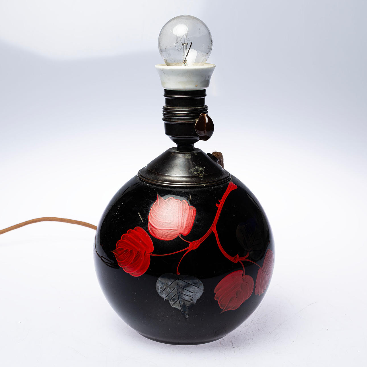 Table lamp, glass, ball shaped, Art Deco, 1920/30s.