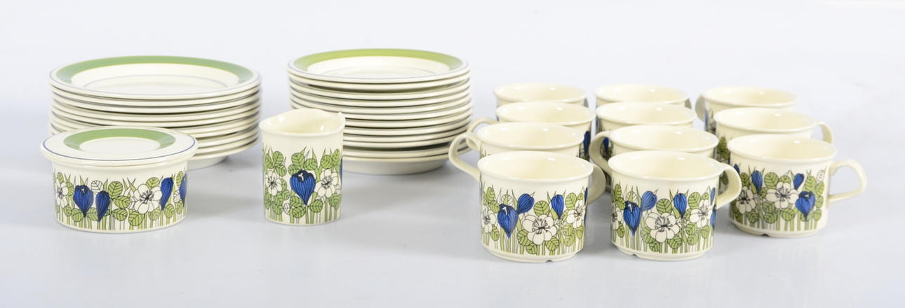 KAFFESERVISDELAR, 35 delar, "Krokus", Arabia, Finland.