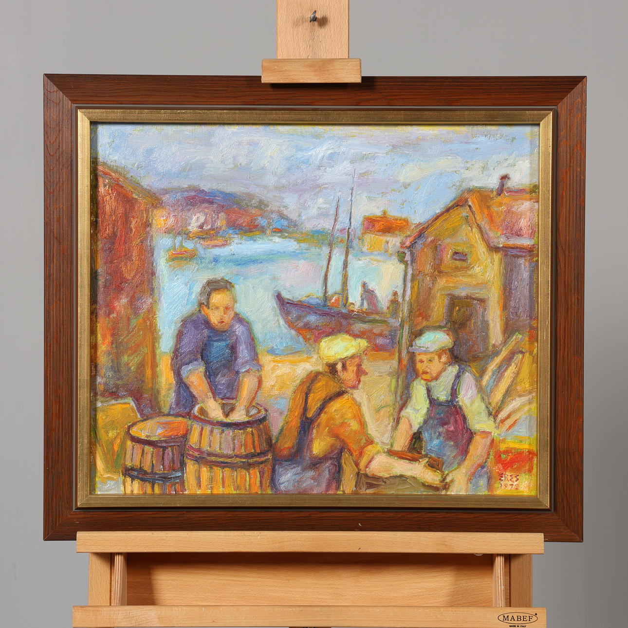 ARNOLD ERES. OIL ON CANVAS, “Strömstads grabbar”, dated 1978, signed.