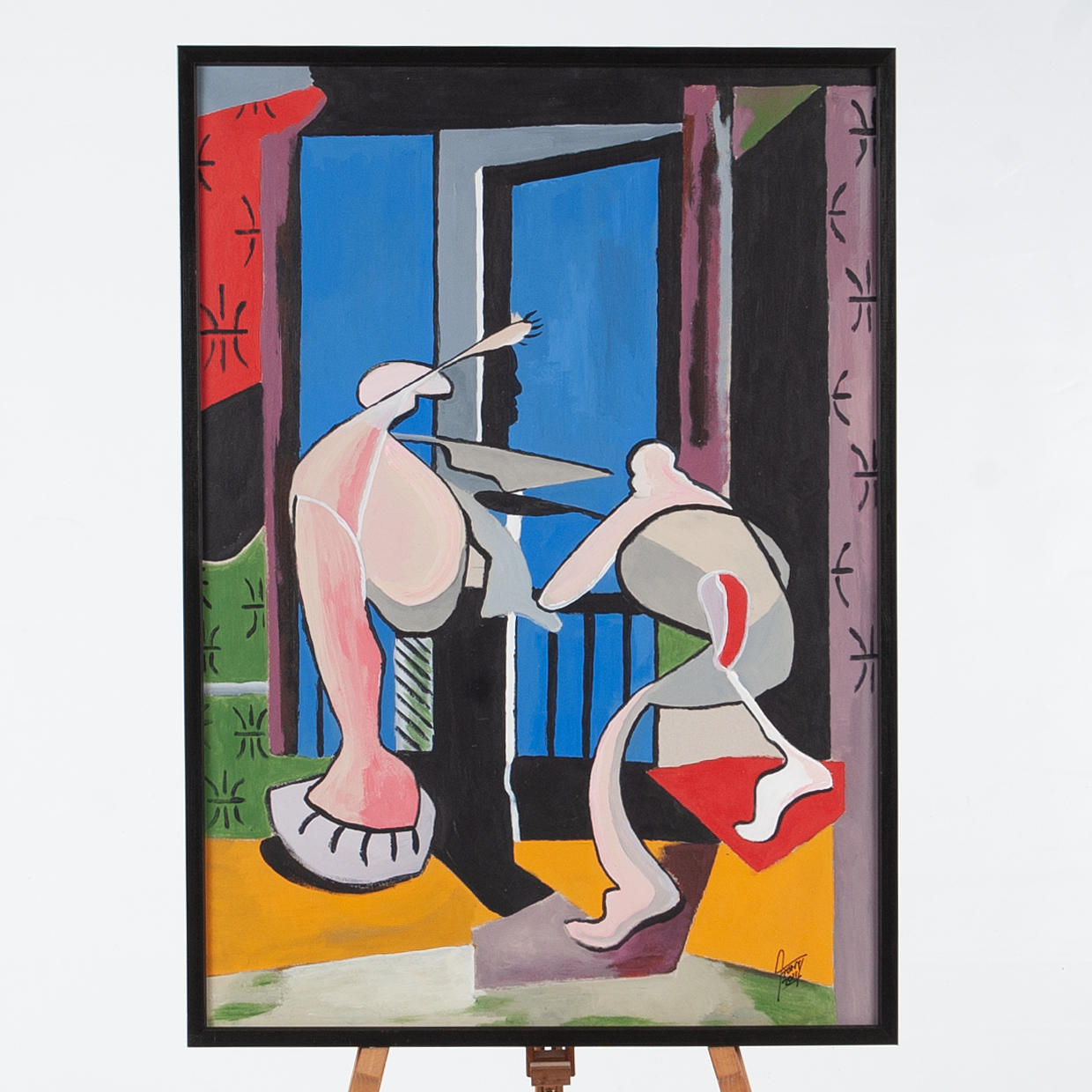 OIDENTIFIERAD KONSTNÄR. Acrylic on cardboard, surrealism.