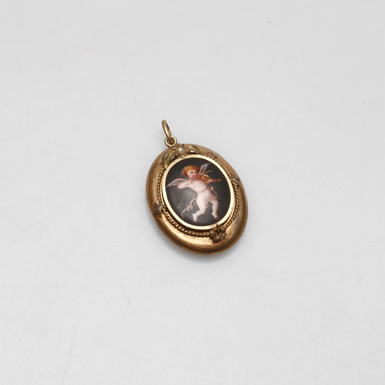 MEDALJONG MED MINIATYRMÅLNING, 1800/1900-tal.