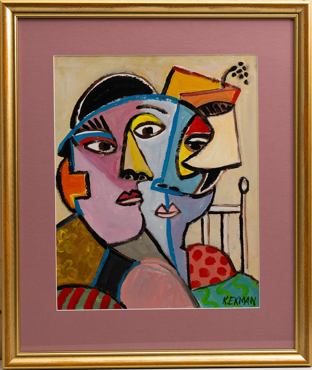 KRISTER EKMAN (1940-). Oil on paper, Faces, signed.
