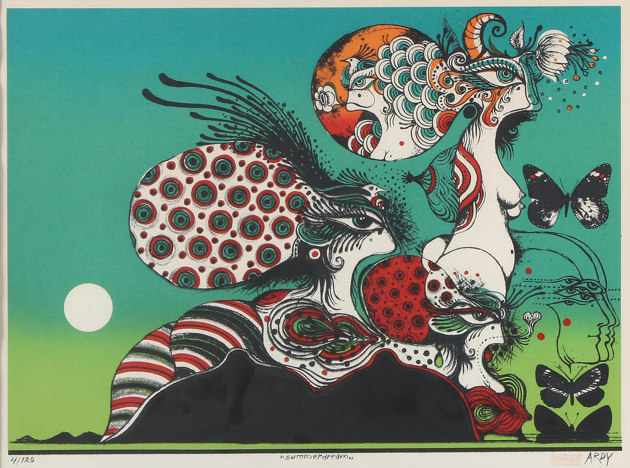 ARDY STRÜWER. Lithography, 4/125. “Summerdream”. Signed.