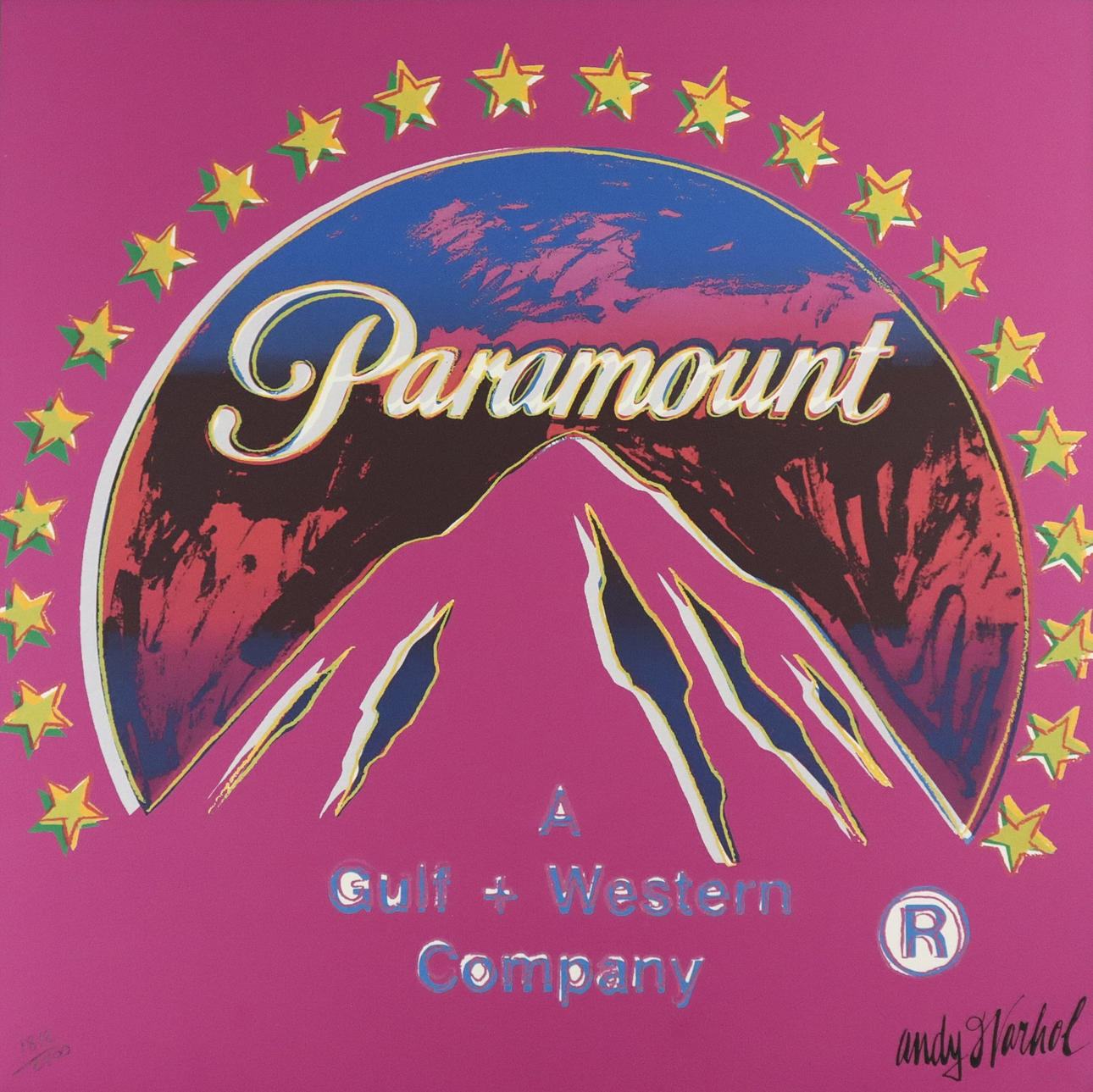 - “PARAMOUNT” (pink), Andy Warhol motif, granolithography on sturdy paper.