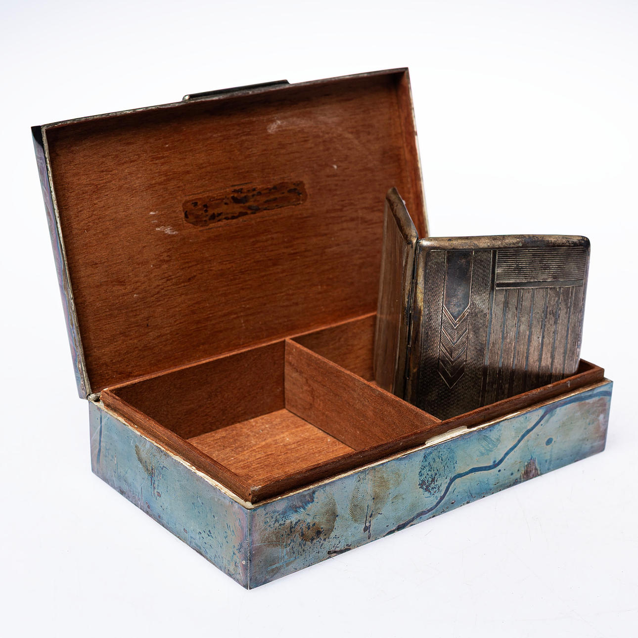 BOX & CASE, silver approx. 490g.