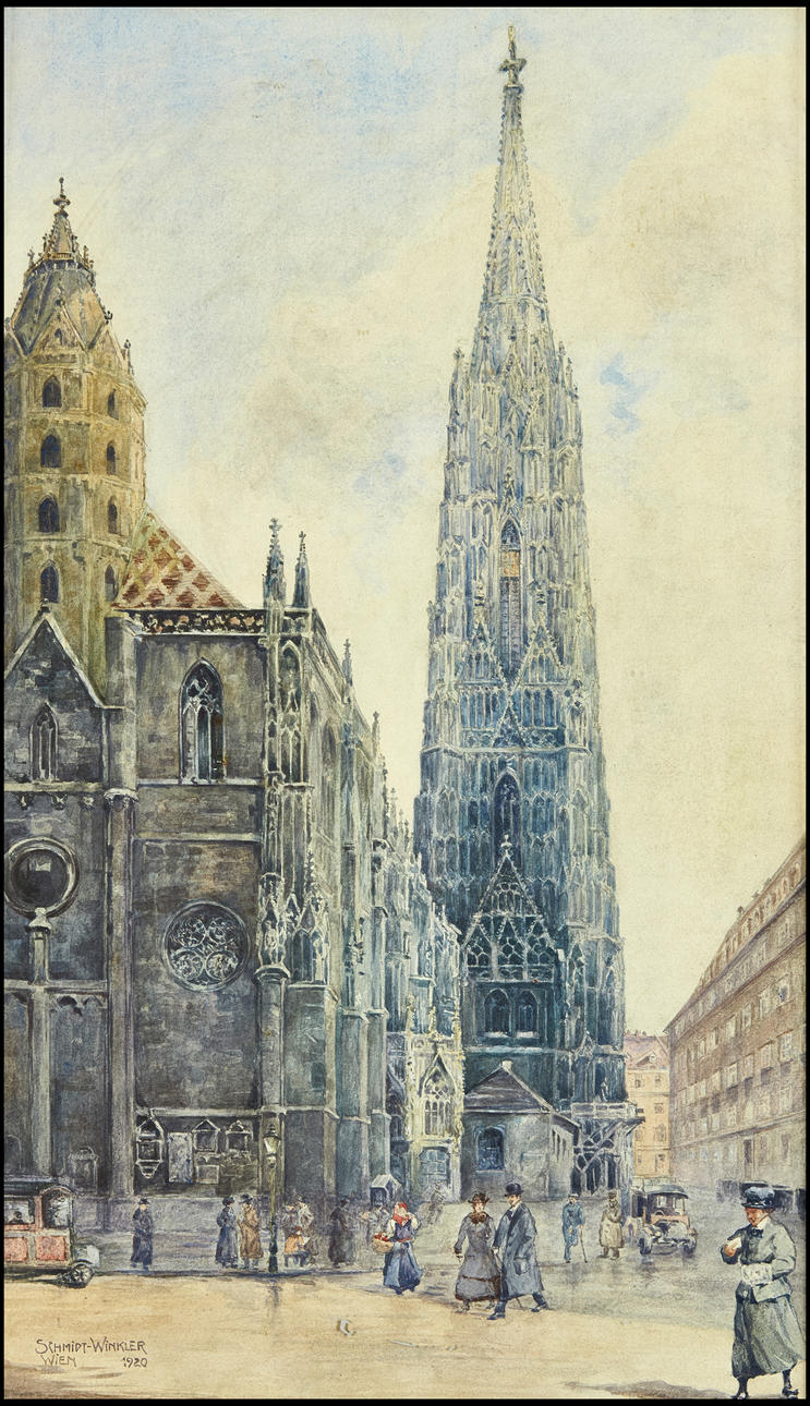 ADELE SCHMIDT, St. Stephen's Cathedral Vienna, signed and dated, Schmidt-Winkler 1920.