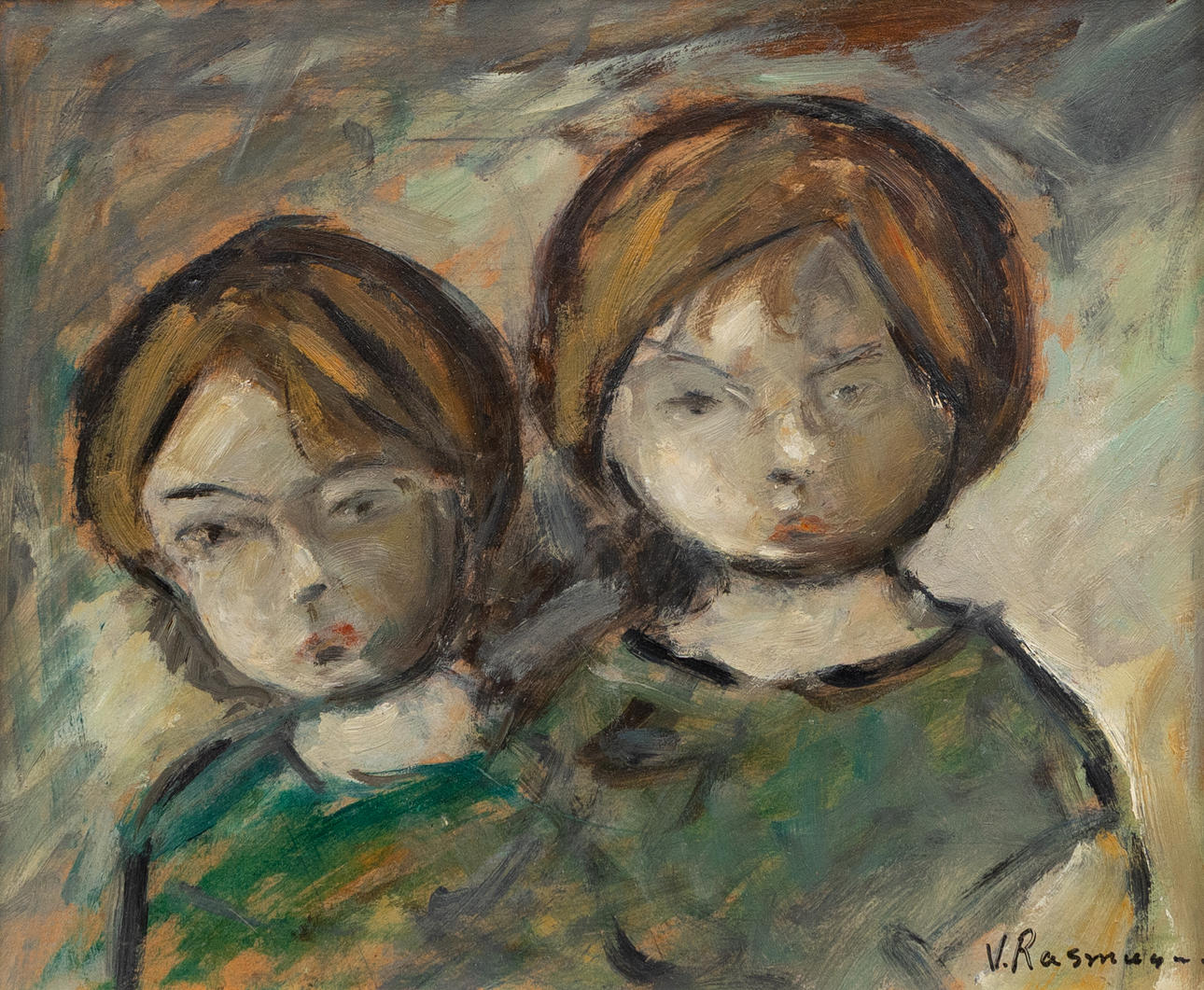 VIKTOR RASMUSSEN (DANMARK, 1922-2004). Child's face, oil on panel, signed.
