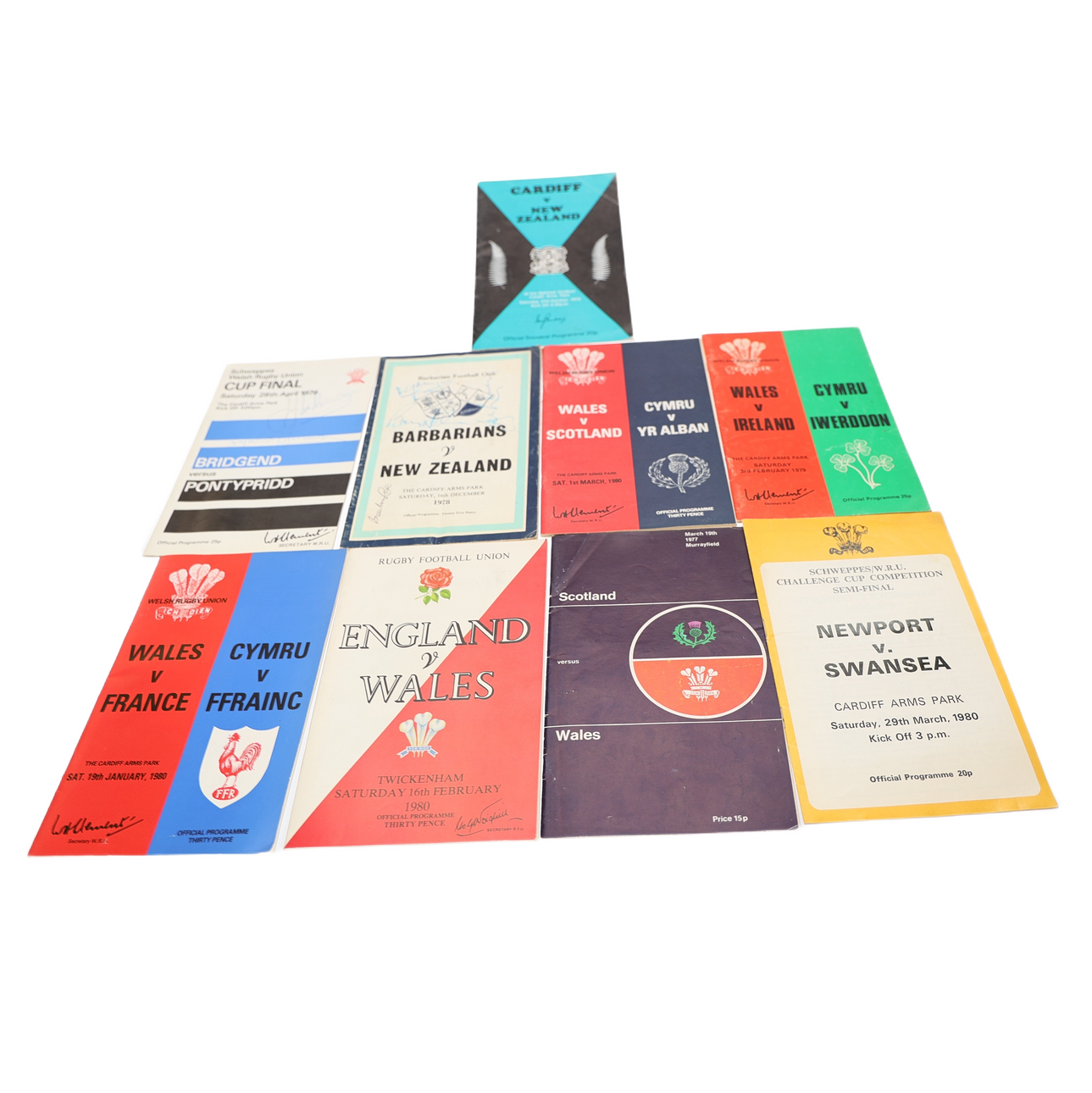 RUGBY INTEREST - J. J. WILLIAMS AND OTHER SIGNATURES ON PROGRAMMES.