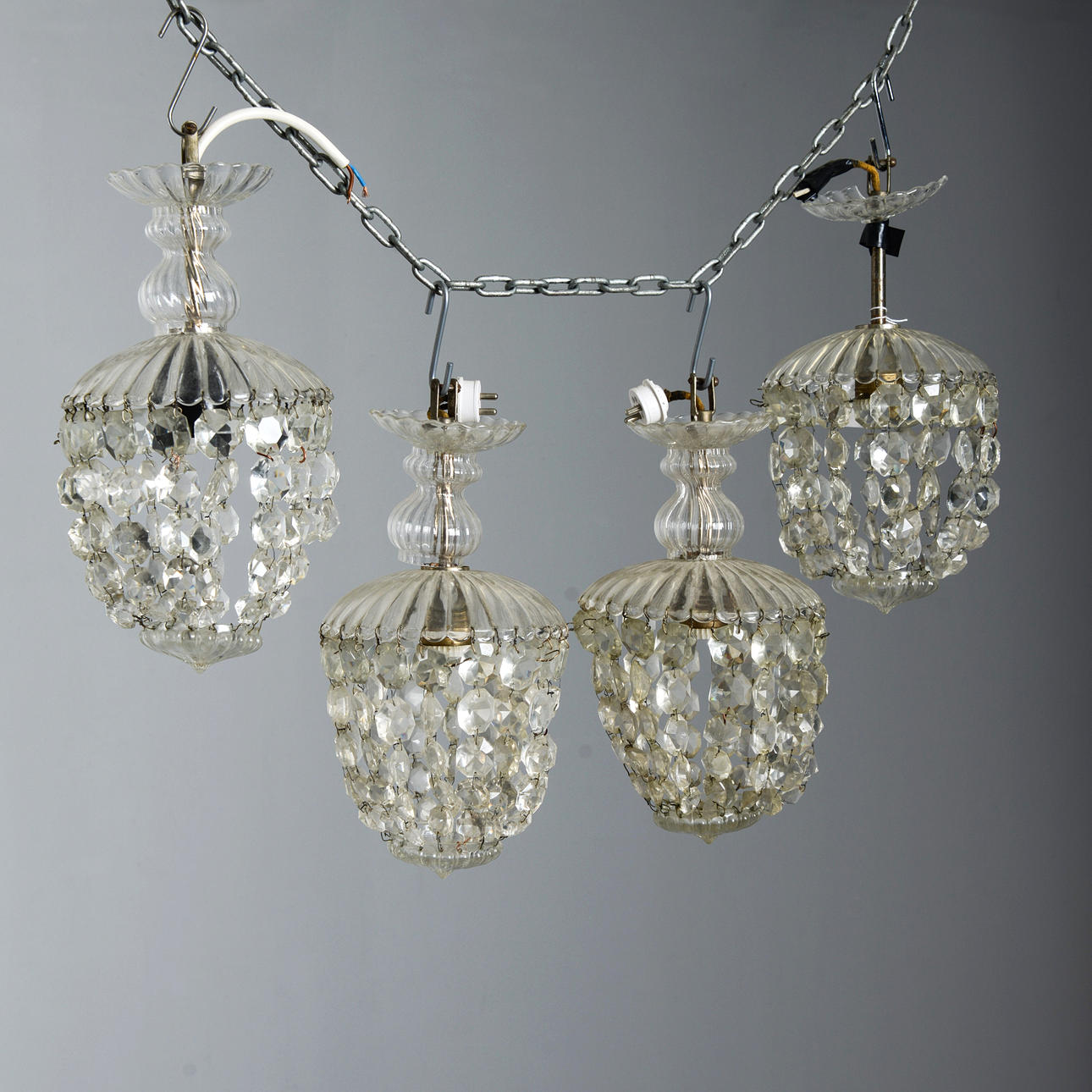 Four Oscarian ceiling chandeliers, early 20th century.