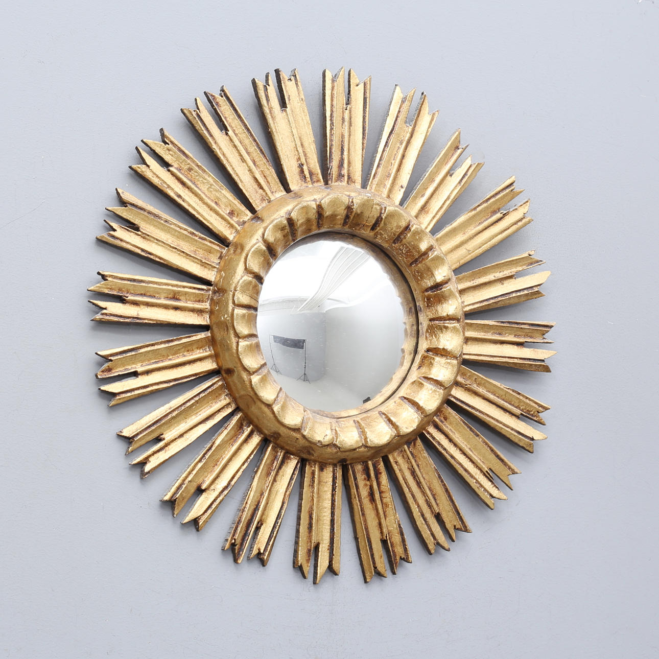 SUN MIRROR, bronzed wood, contemporary.