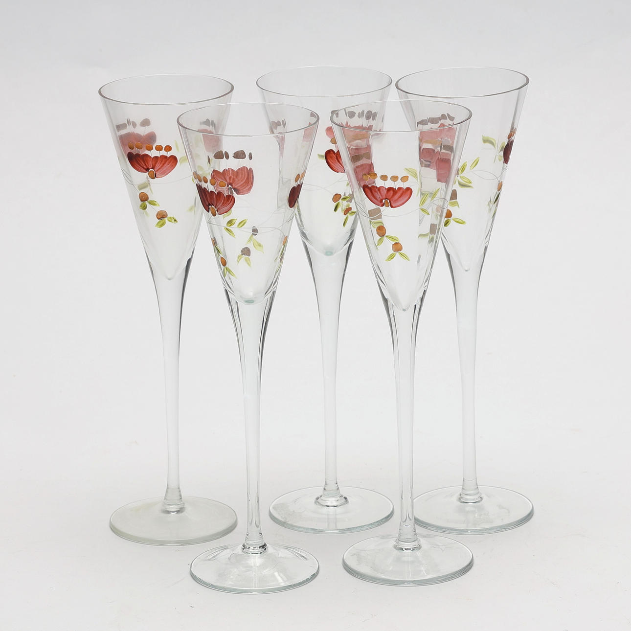 LAURA ASHLEY, 5 pcs. Champagne Glasses.