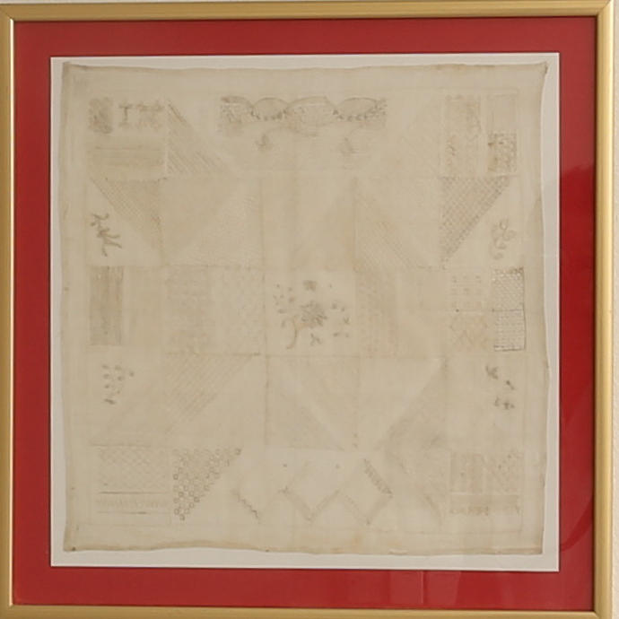 TAVLA, bottensömsduk, 1800-tal.