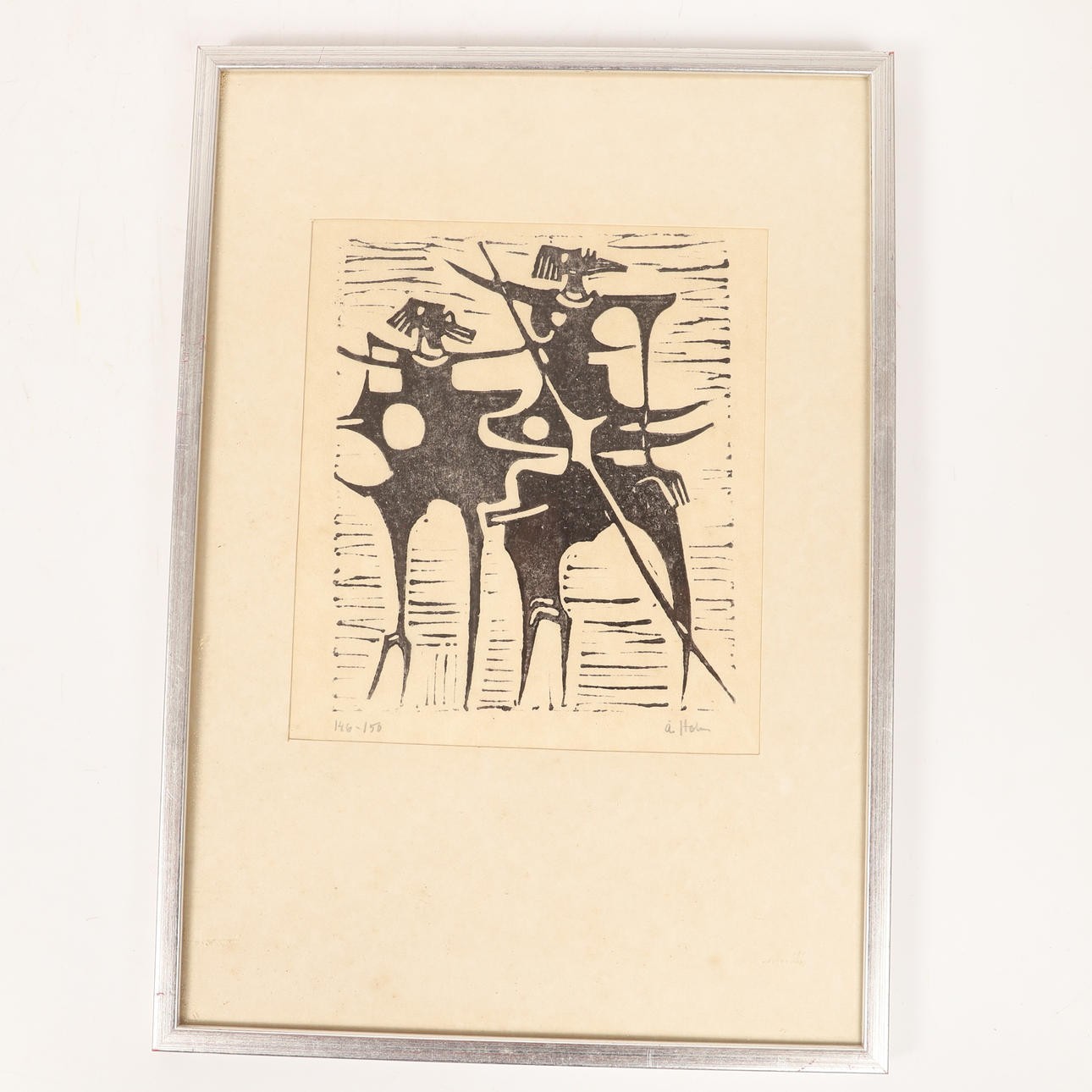 ÅKE HOLM. Biblical motifs, 7 pieces of linoleum cut, signed Å