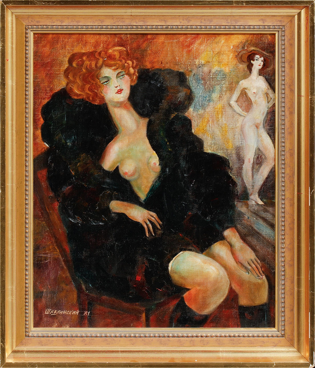 BORIS SCHABLINSKIJ. Figure scene, oil on canvas, signed and dated 81.