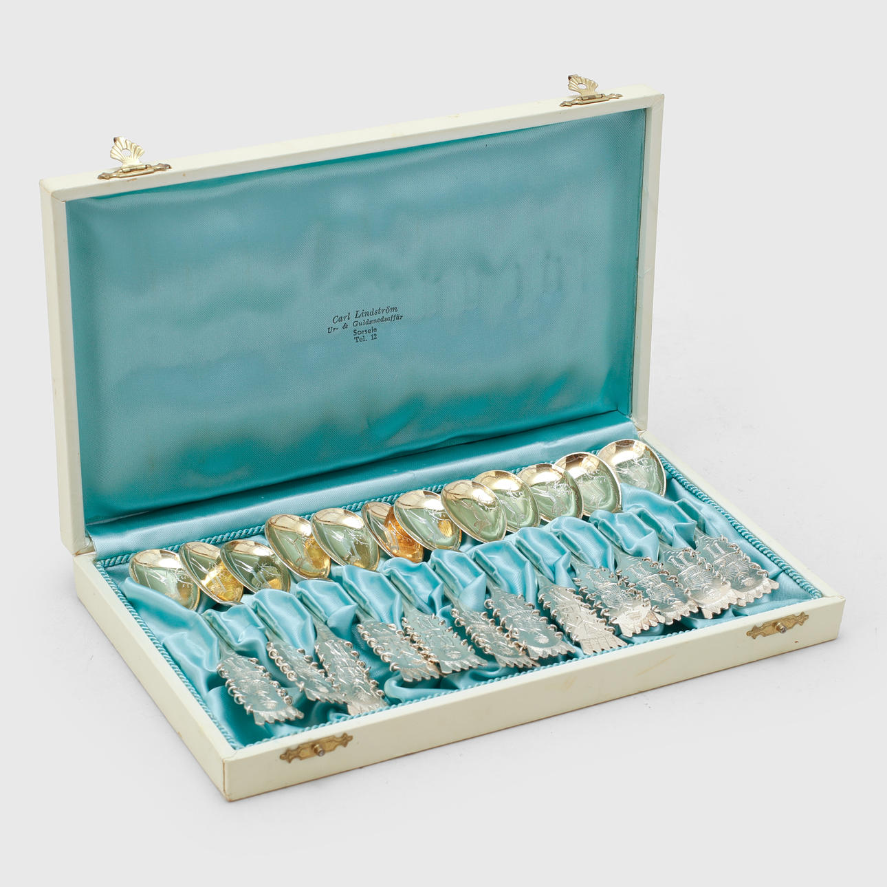 12 silver rattles spoons, Haparanda. Total weight about 159 grams.