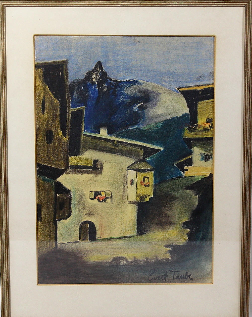 EVERT TAUBE. blandteknik, sydländskt landskap, signerad.