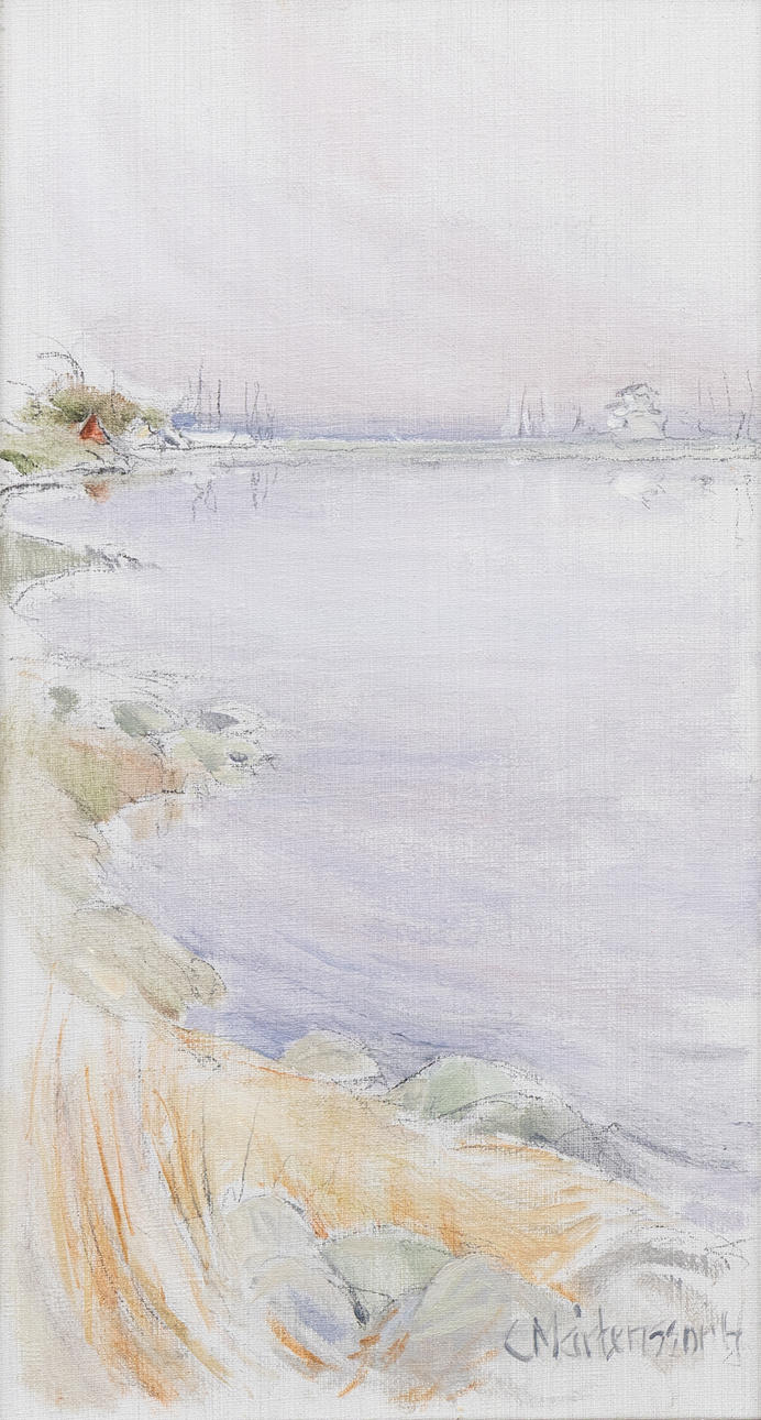 OIDENTIFIERAD KONSTNÄR. Coastal landscape, mixed media, signed C Mårtensson.