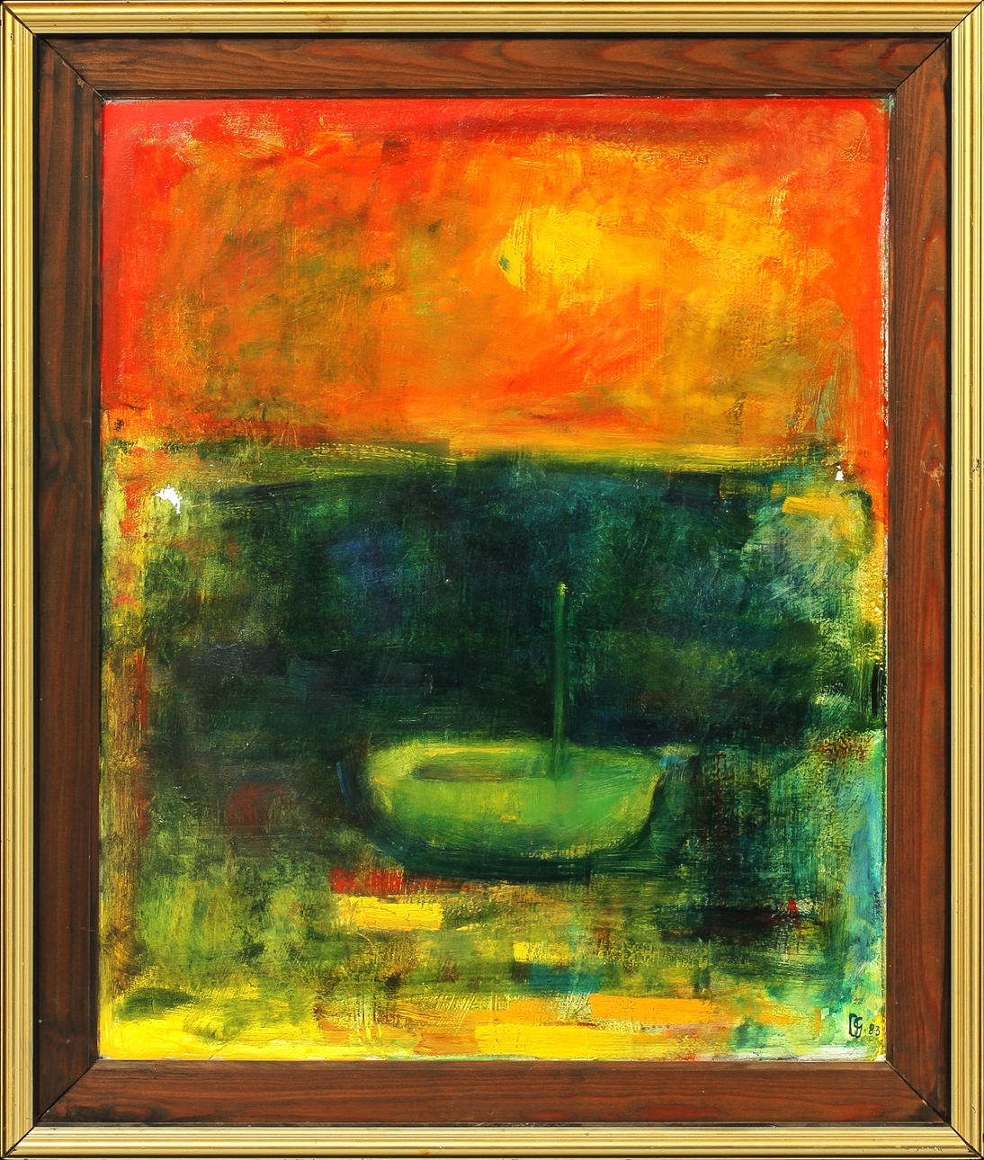 OLLE GUSTAFSSON. "Ådalskväll", olja på pannå. signerad samt daterad 83.