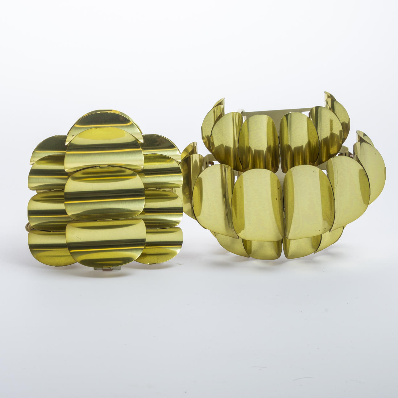 VÄGGLAMPOR, 1 par, mässing, Werner Schou, Coronell, Danmark, 1900-talets andra hälft.