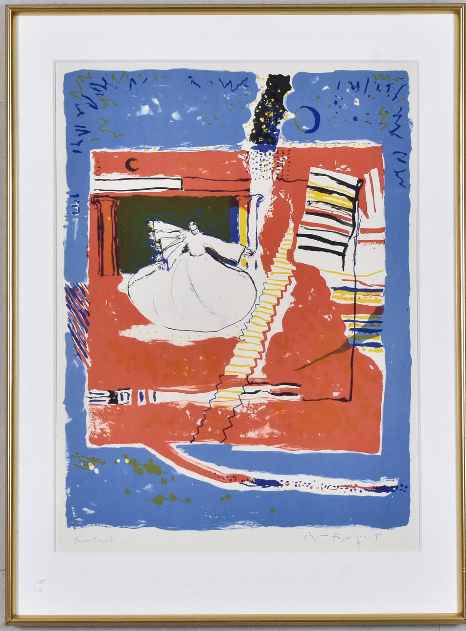 JÖRGEN FOGELQUIST. COLOR LITHOGRAPHY, composition.