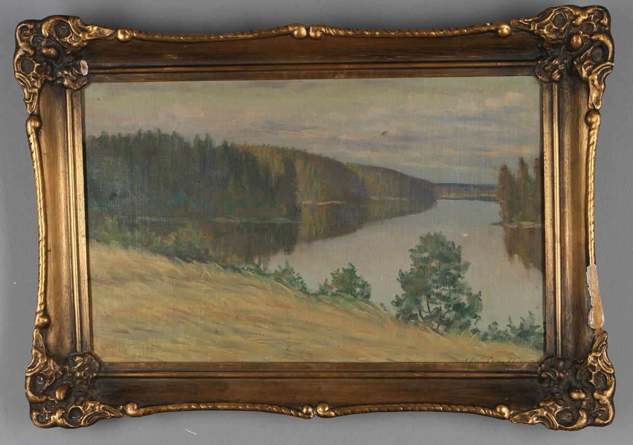 YRJÖ PENTTILÄ. Landskap, olja på duk, signerad.