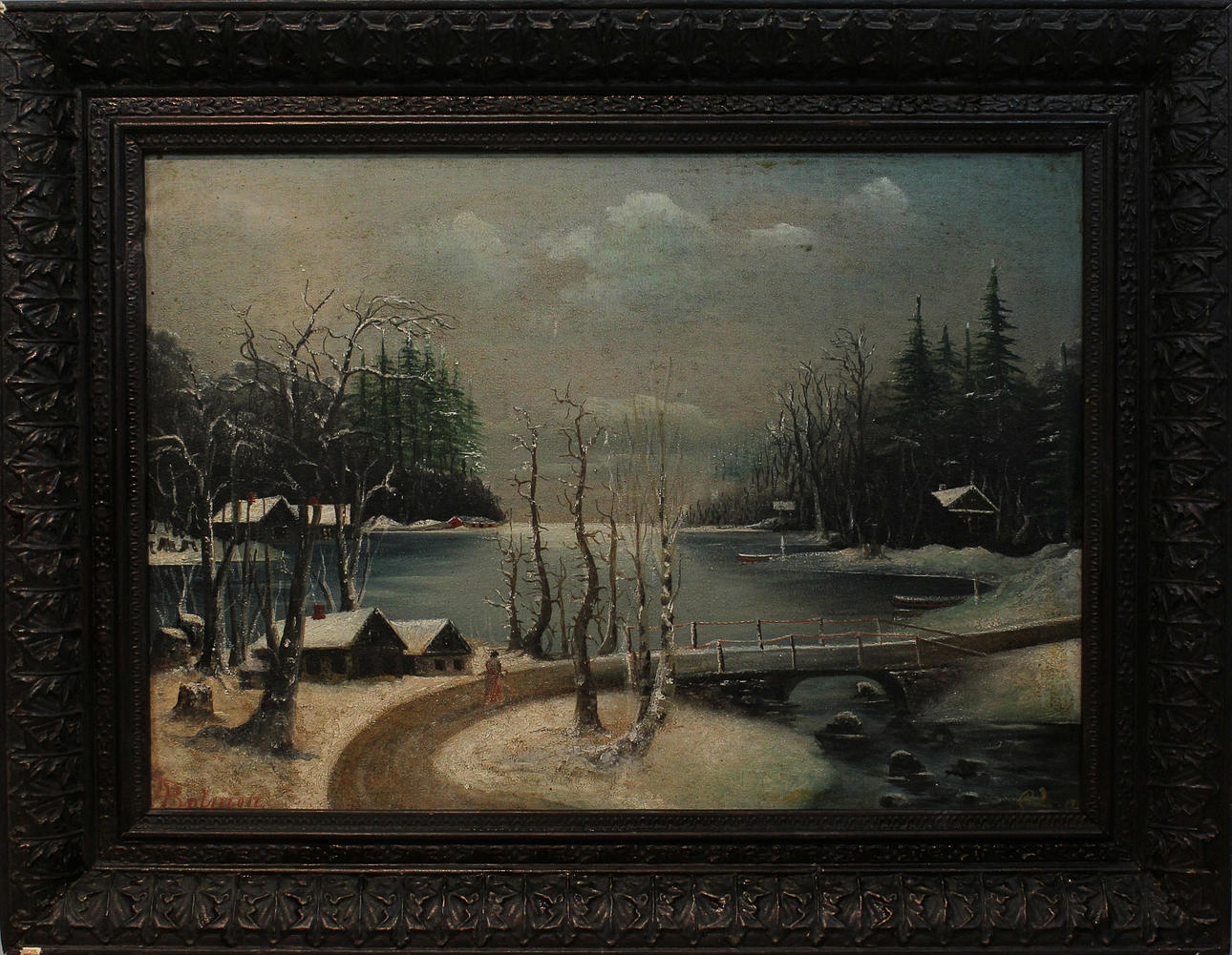 CARL LJUNGBERG. "Göteborgs sk:g Org - m" . Gåramålning. Olja på duk. Signerad C L och daterad 1900 och"Bolmen - Småland. Olja på duk. Signerad C L och daterad 1900.