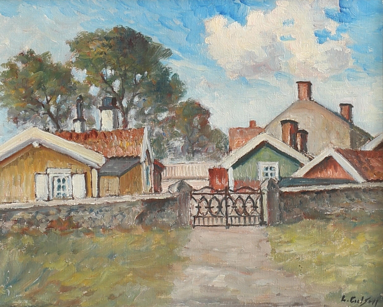 LAGE CARLSON. Kalmarmotiv. Olja på duk, signerad.