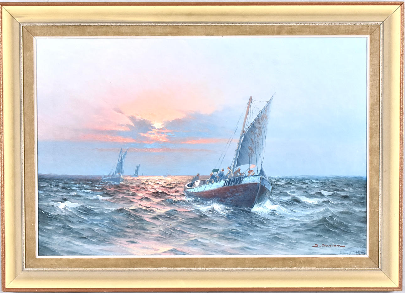 JOHAN OSSIAN-ANDERSSON. ÖLGEMÄLDE, FISCHERBOOTE.