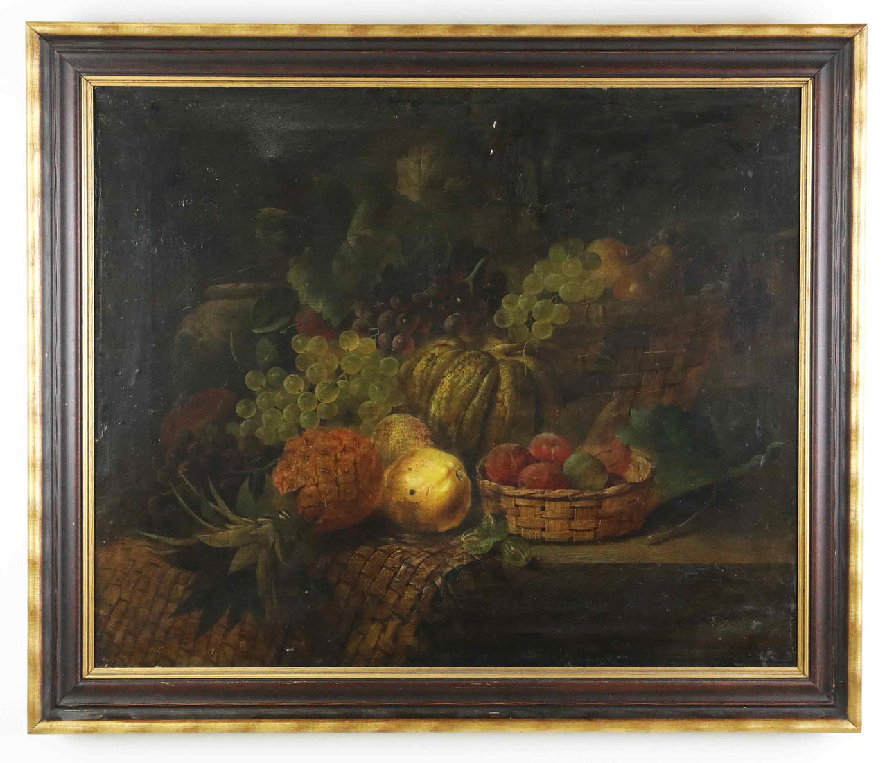 OIDENTIFIERAD KONSTNÄR. Oil on canvas, Fruit still life, signed.