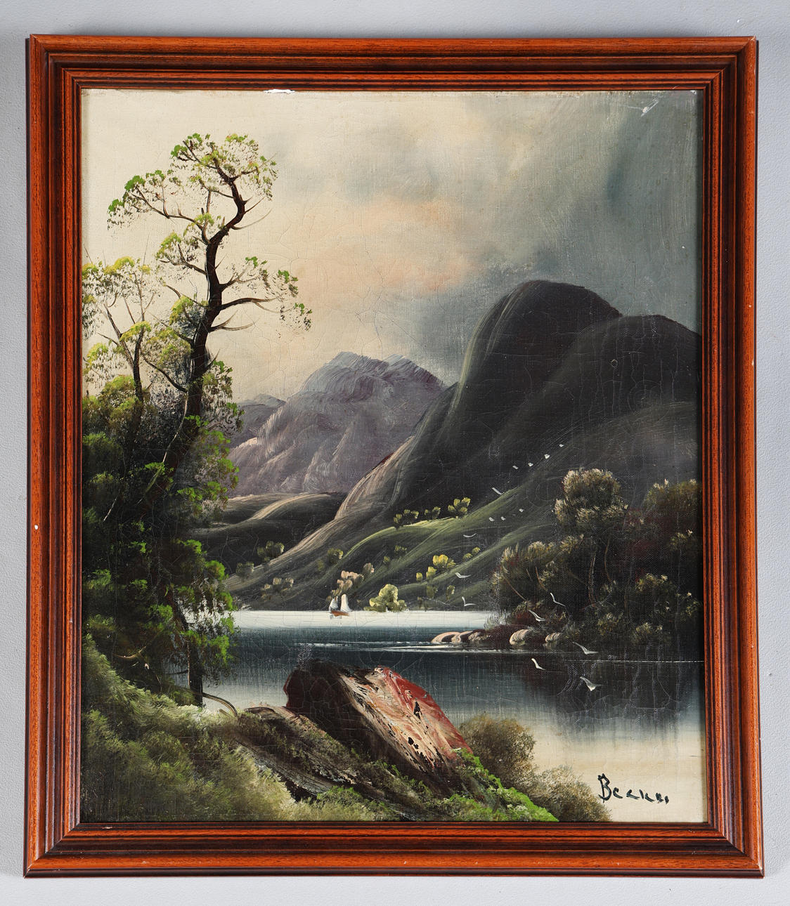 BECK? (20TH CENTURY) "MOUNTAIN LAKE WITH SAILING BOAT".