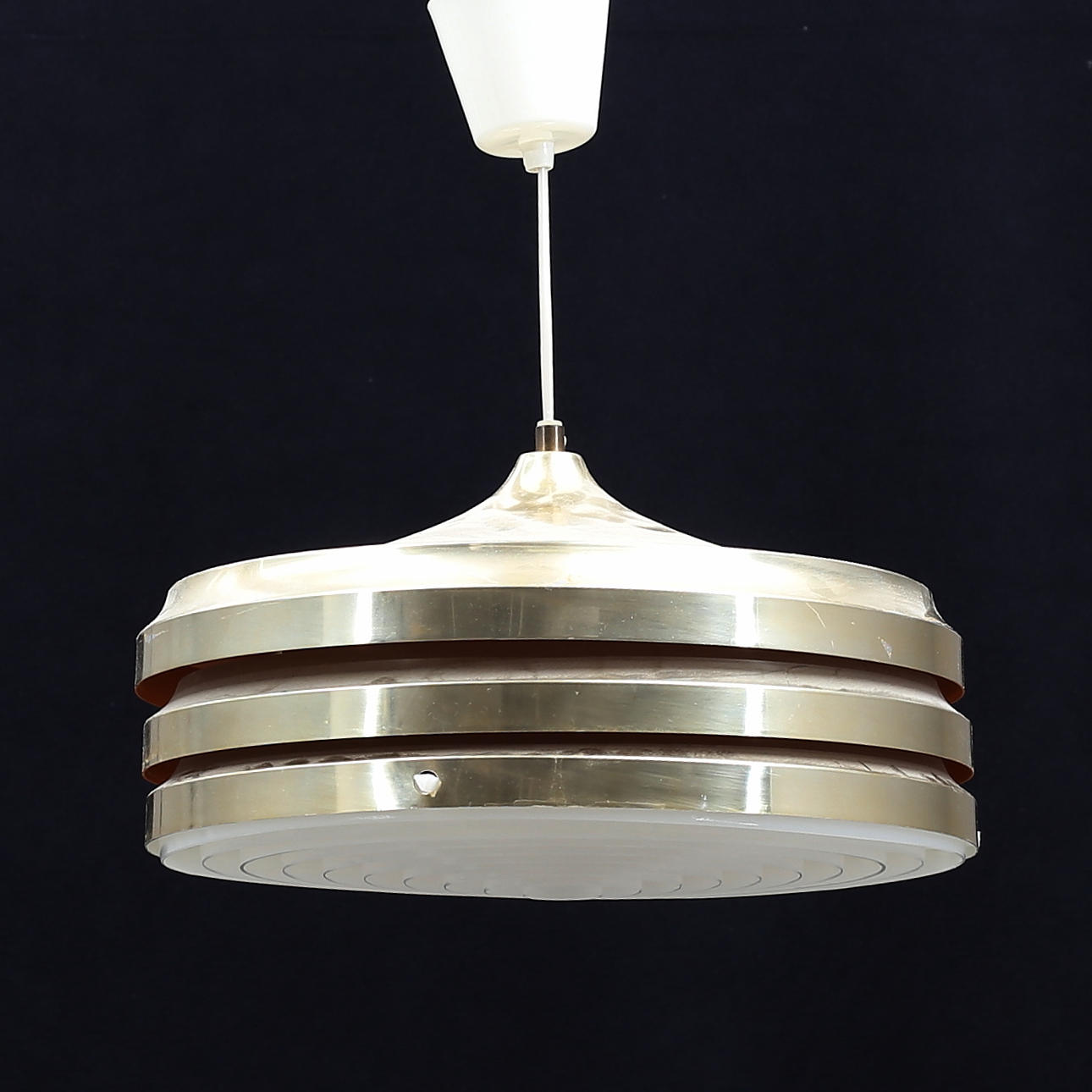 A metal ceiling lamp with plastic frames, design Carl Thore, Granhaga, second half of the 20th century.