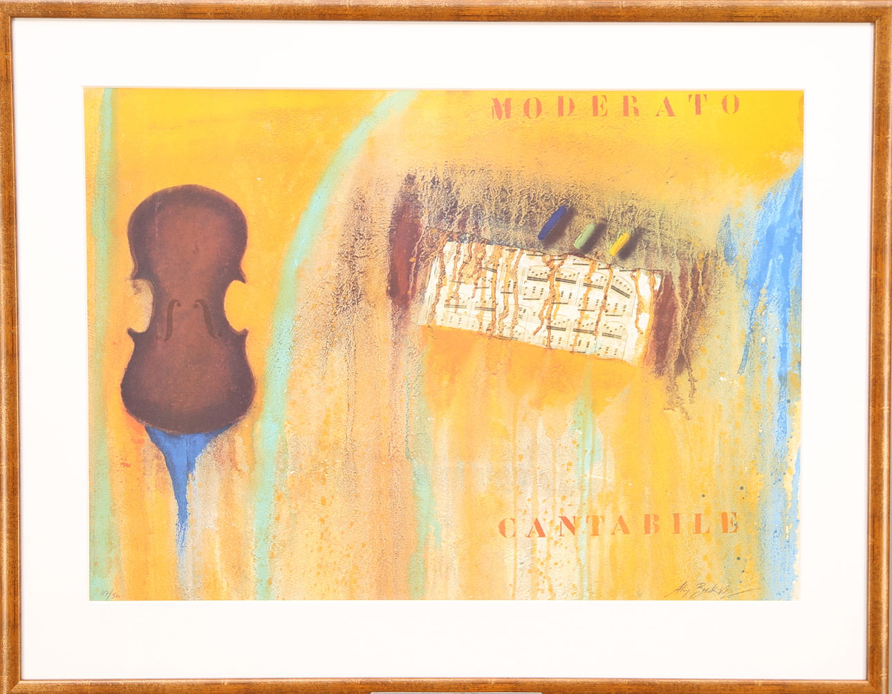 ALAIN BERCK VITZ. TAVLA, färglitografi 117/300, signerad Alain Berck-Vitz, "Moderato Cantabile".