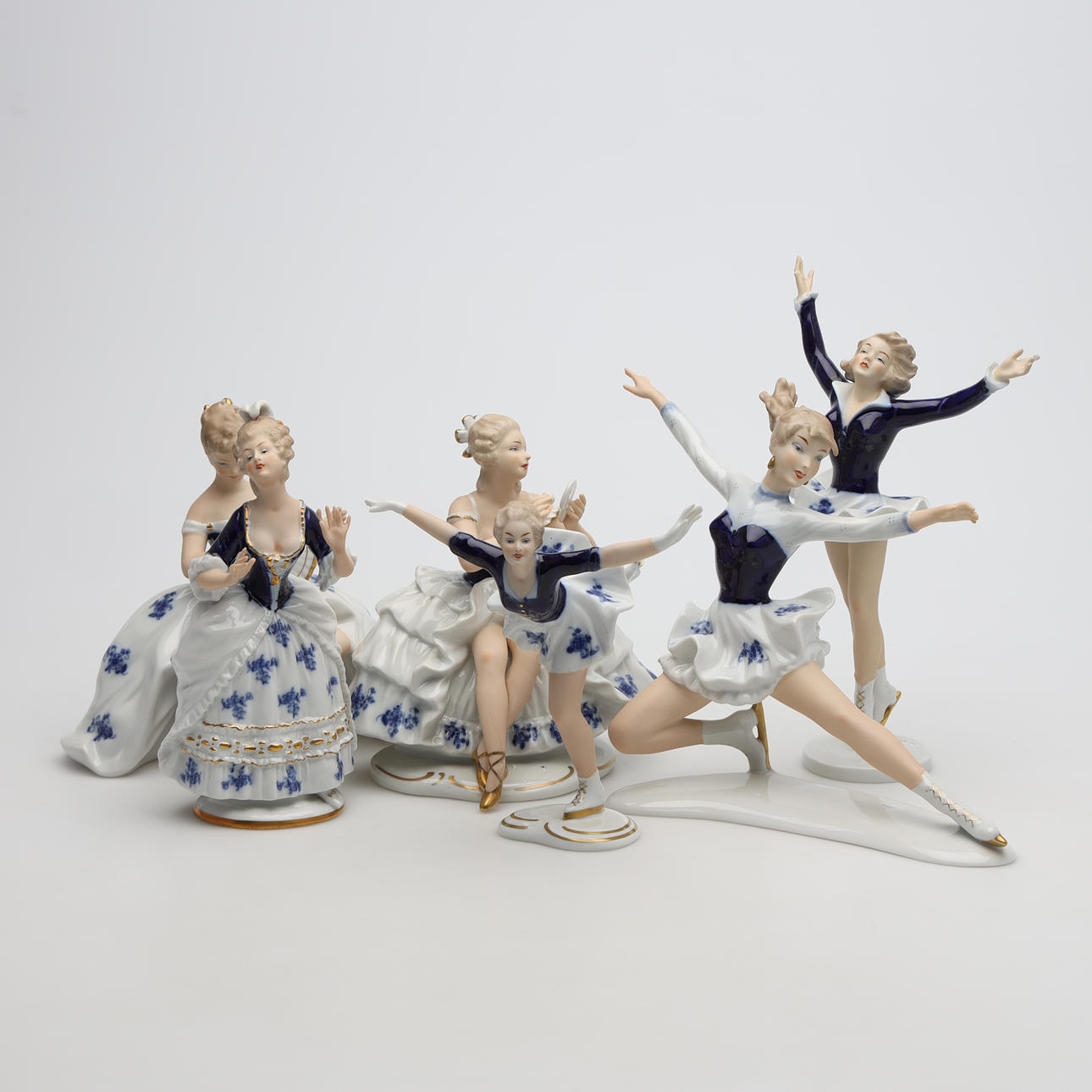 FIGURINER, 6 st, posliinia, Wallendorf, Saksa.