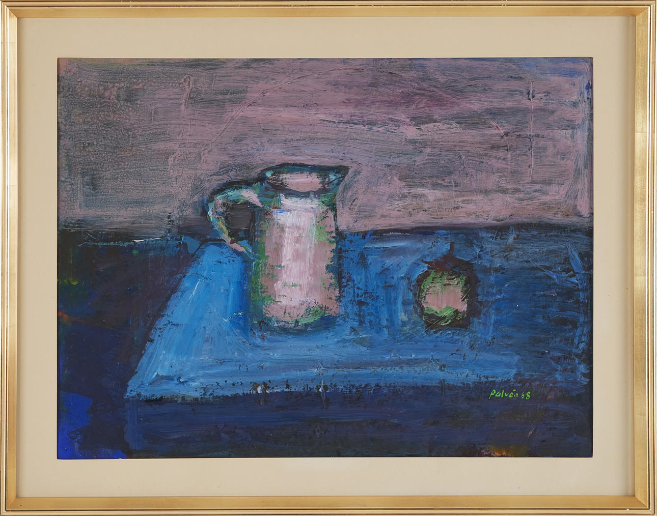 ROLF PALVÉN. Still life, mixed media, signed and dated 68.