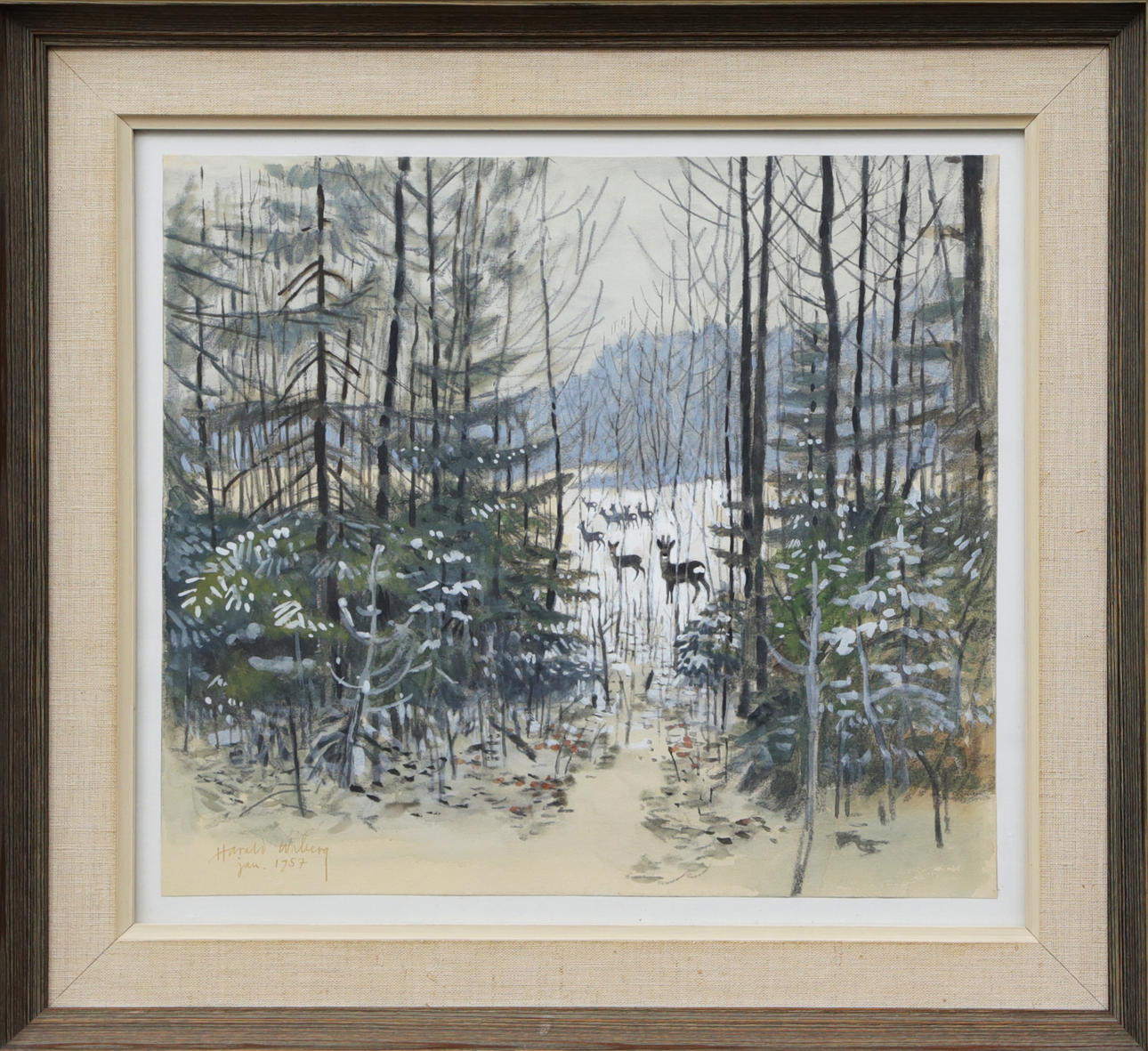 HARALD WIBERG. MIXED TECHNOLOGY, on paper, signed, 1957.