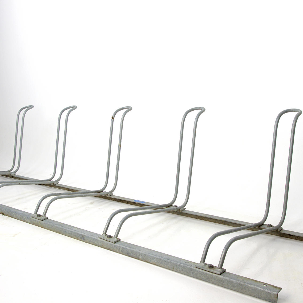 BICYCLE RACK for 5 bicycles, iron, galvanised, 20th century.