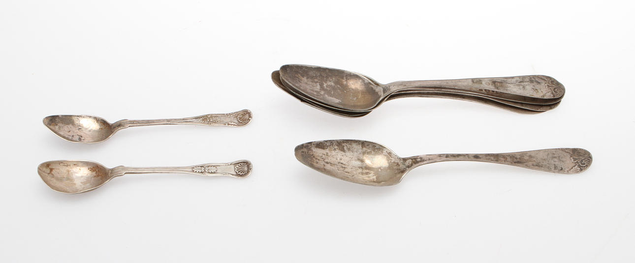 SILVER, 7 delar. Silver. 1800-talets mitt. 220 gram.