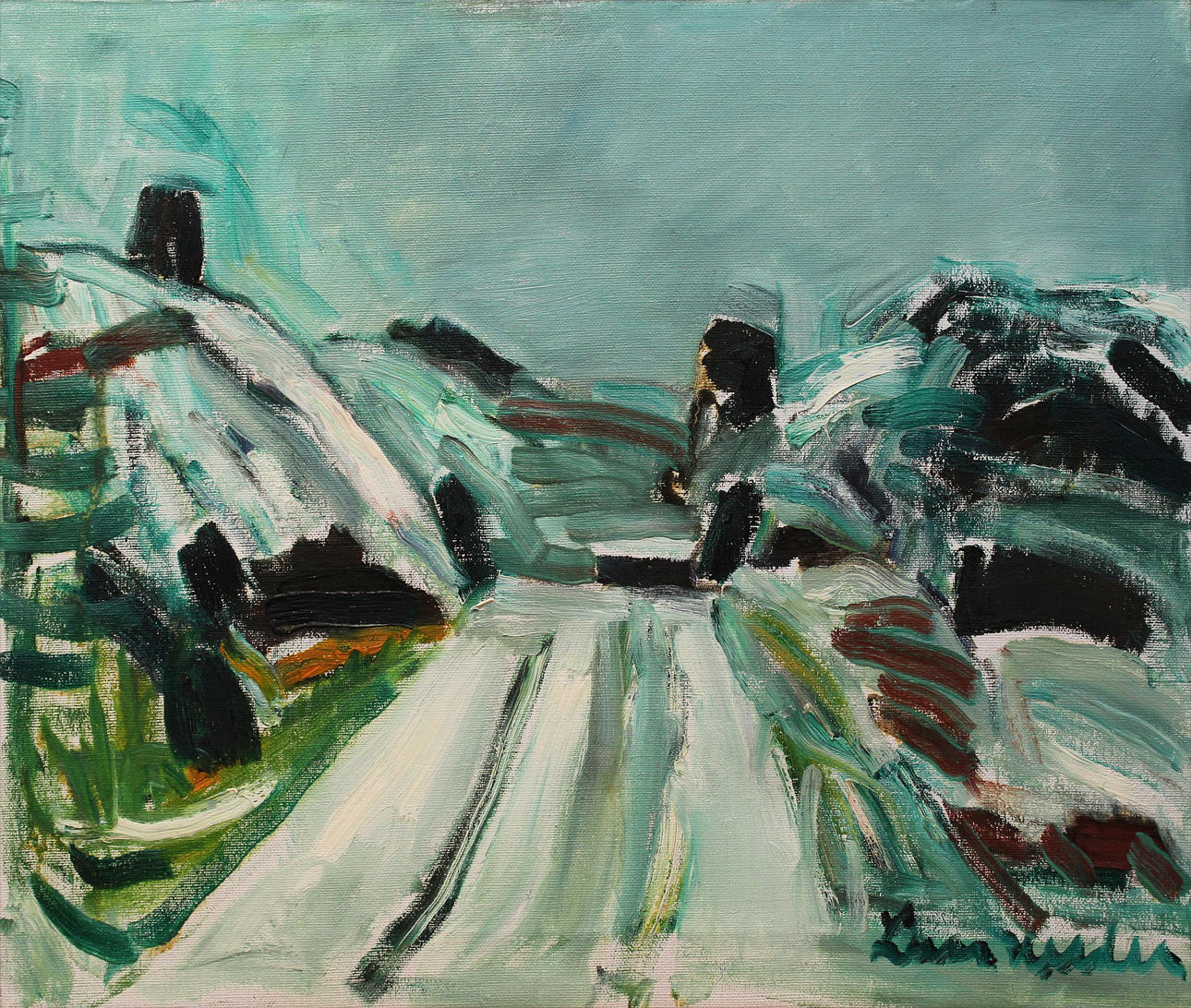 LARS HERDER. "Vita klippor". Olja på duk. Signerad.