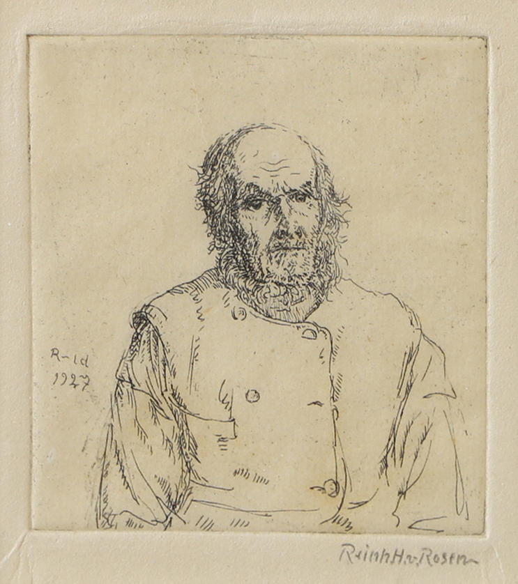 REINHOLD VON ROSEN. Portrait, etching, signed.