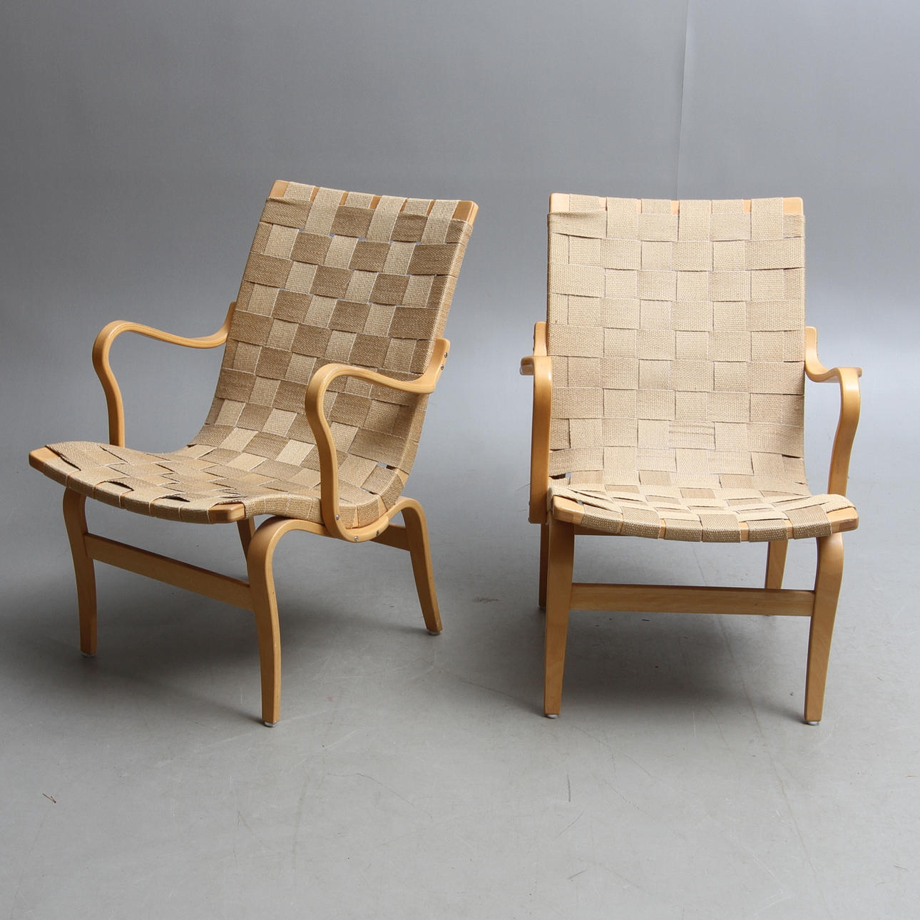 FÅTÖLJER, 1 par, "Eva", Bruno Mathsson för Dux.