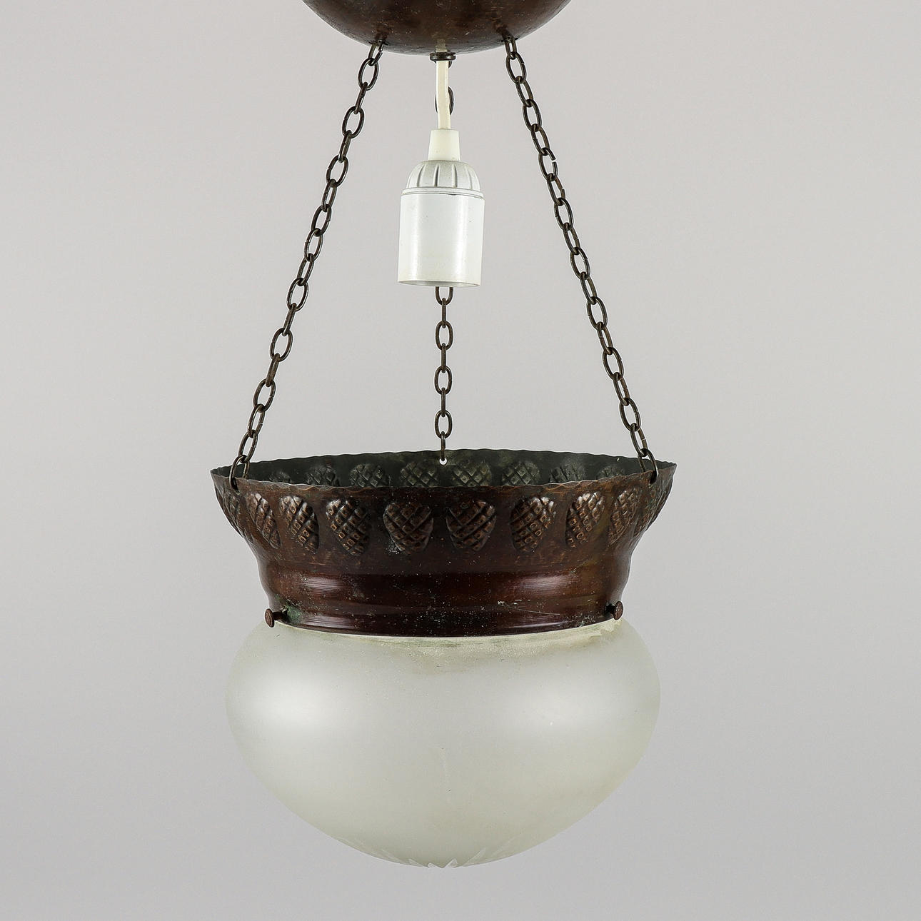 CEILING LAMP Jugend, copper with glass cup.