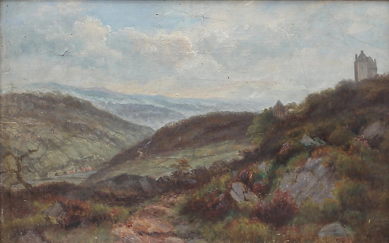OIDENTIFIERAD KONSTNÄR. “Bell Hagg, Yorkshire”. Oil on panel, signed D. R. Dunn, dated 1877.