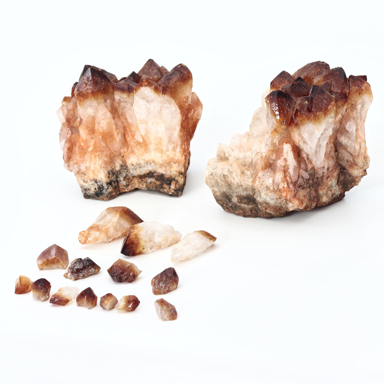 2 KLUSTER BRÄND CITRIN, OSLIPAD, RÅSTEN.