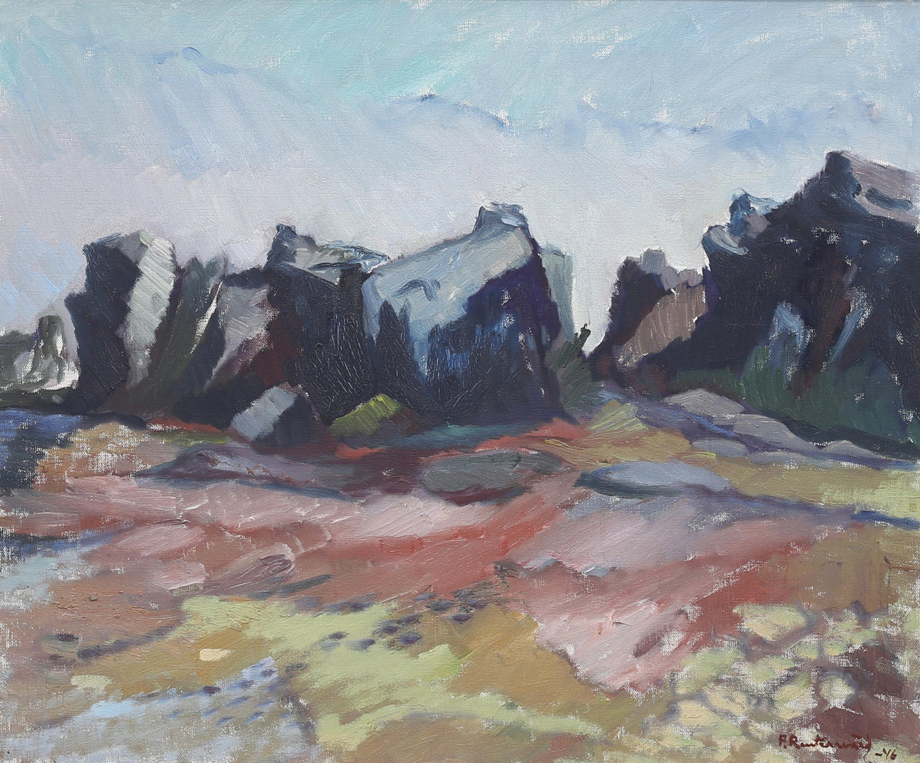PATRIK REUTERSVÄRD. “Cliffs, Arild”. Oil on canvas, signed and dated -46.
