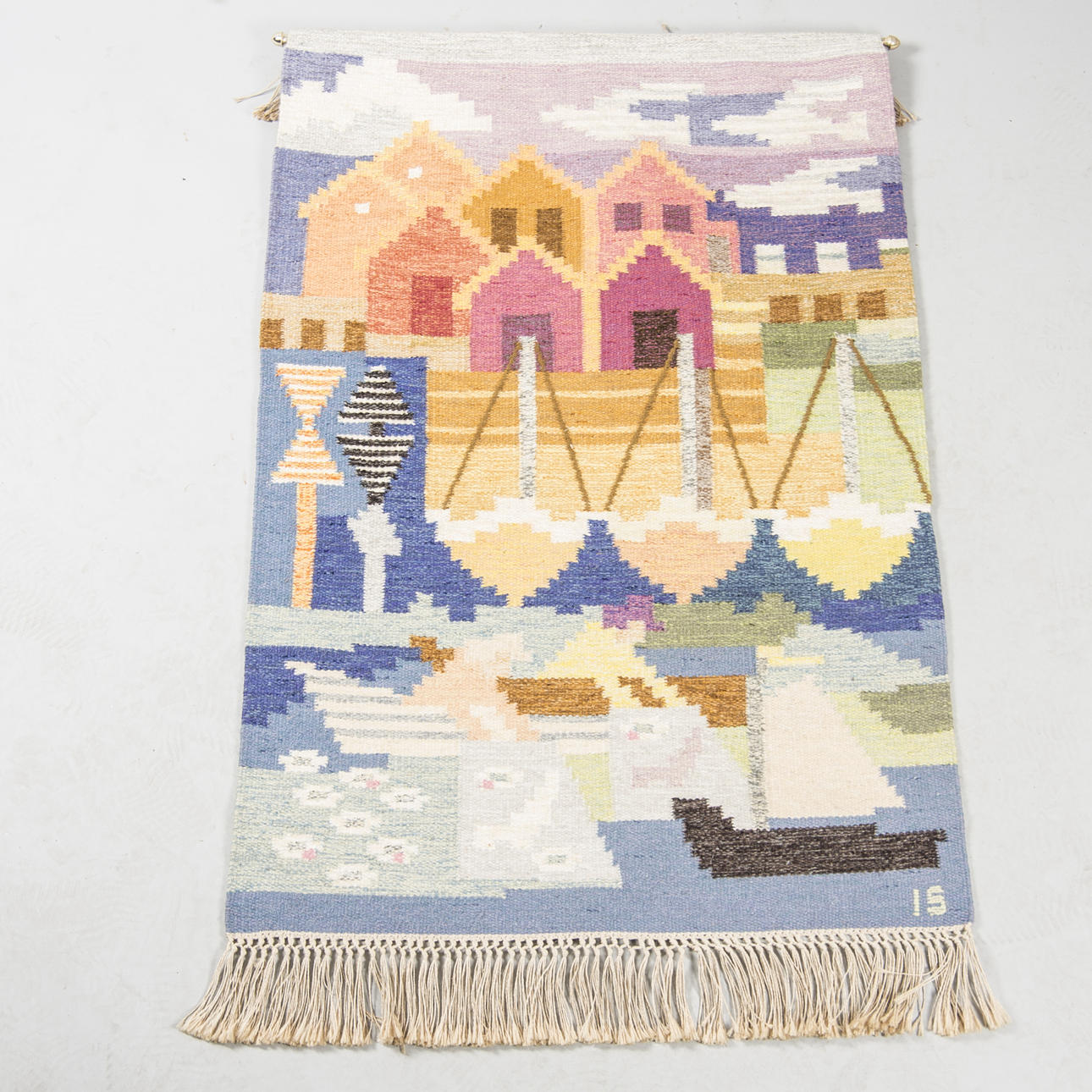 VÄVNAD, "Fiskeläge", Ingegerd Silov, signerad IS.