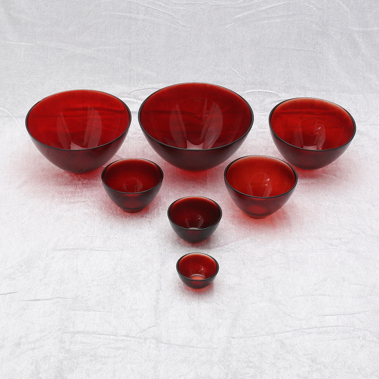 GLASSKÅLAR, 7 st, Sven Palmqvist,. "Fuga", Orrefors, glas.